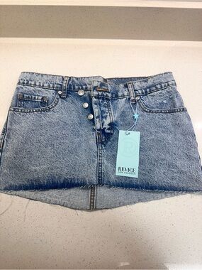 REVICE Light Blue Denim Mini Skirt